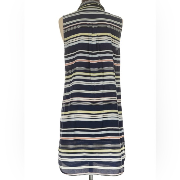 Equipment Silk Striped Sleeveless Shirt Dress Summer Dress Medium Blue Stripe - Picture 2 of 8
